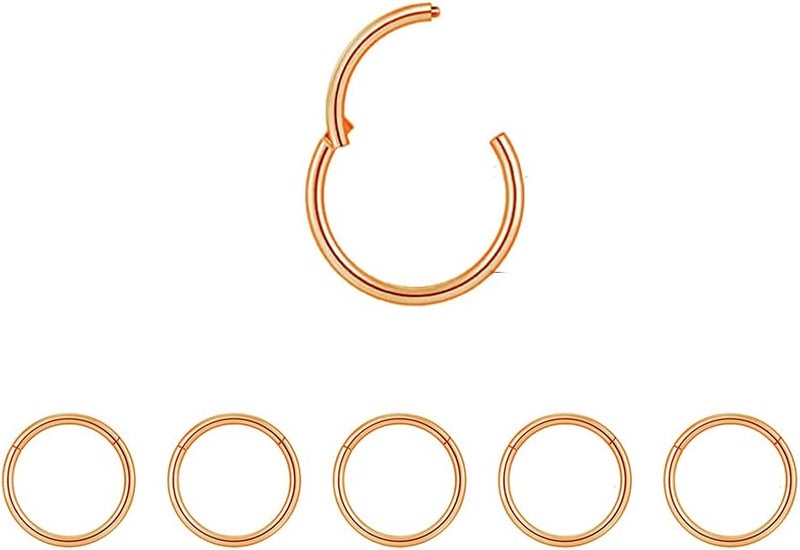 HQLA 5Pcs 16G 18G Surgical Steel Nose Rings Hoop Tragus Septum Cartilage Hoop Earrings For Women Men Body Piercing Jewelry Kit Bar Length 6mm/8mm/10mm/12mm/14mm - Image 1